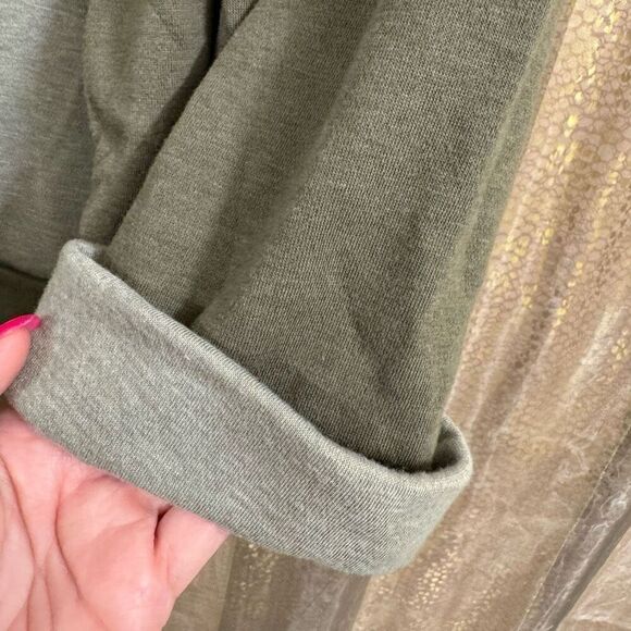 Express Olive Green Gray Stretchy Open Collared Cardigan Sweater M - Picture 4 of 5